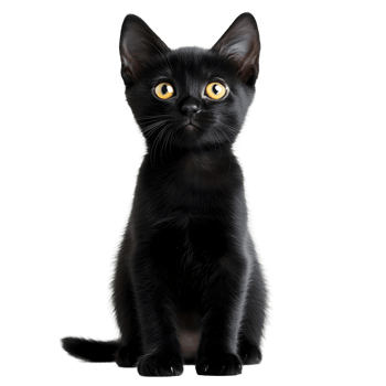 Cute Black Kitten Sitting Upright with Playful Expression png