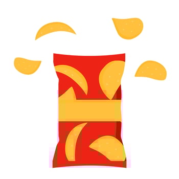 Potato Chips Snack Pack Illustration Crispy Food Packaging and Graphic Design Element vector
