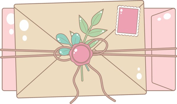 Two Envelopes Tied With Twine. Cute and Simple Style. vector