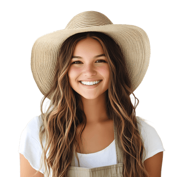 Radiant Young Farmer Girl Smiling in a Confident Stance png