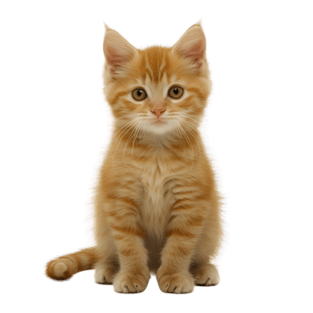 Fluffy Orange Tabby Kitten Sitting Elegantly with Soft Fur png