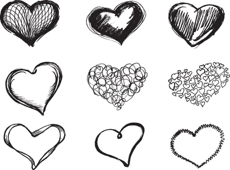 Heart Doodle Set vector