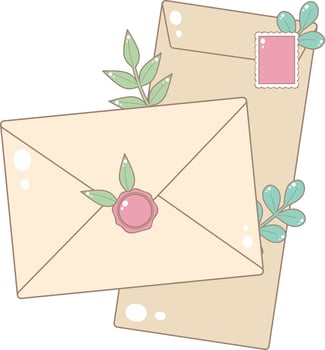 Two Envelopes. Cute and Simple Style. vector