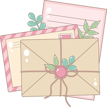 Two Envelopes and A Paper Letter. Cute and Simple Style. vector