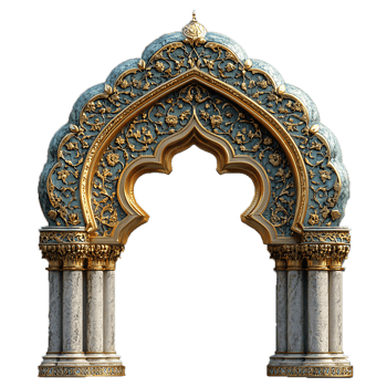 Ornate Golden Archway With Marble Pillars And Intricate Detailing png