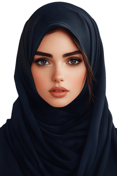 Moslem beautiful woman wearing a dark hijab transparent background png