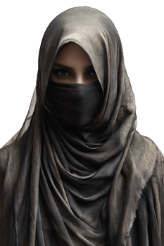 Mysterious Woman Veiled In Dark Fabric png