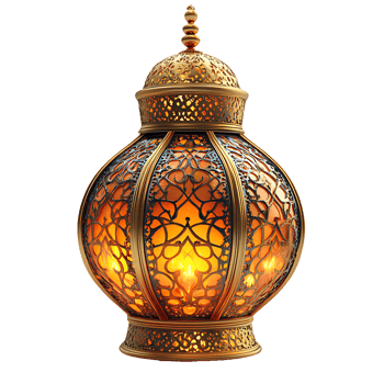 Ornate Golden Lantern Illuminated With Warm Light png