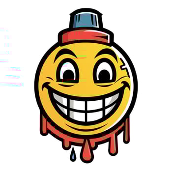 Graffiti-Style Smiley Face with Spray Paint Drips and Bold Cartoon Aesthetic vector