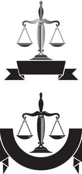 Justice Weighing Scale Silhouette Set vector