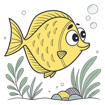 Cartoon Fish with Bubbles vector
