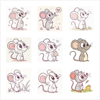 Rats animal cartoon character set vector