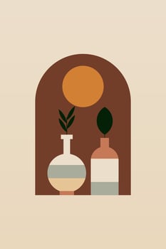 Flat design geometric boho window jar wall art background illustration vector