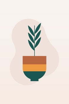 Flat design geometric bohemian plant jar wall art poster background illustration vector