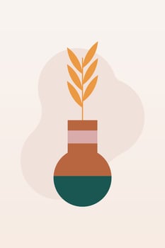 Flat design geometric bohemian plant jar wall art background illustration vector