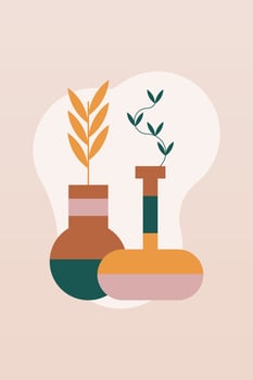 Flat design geometric bohemian jar wall art background illustration vector