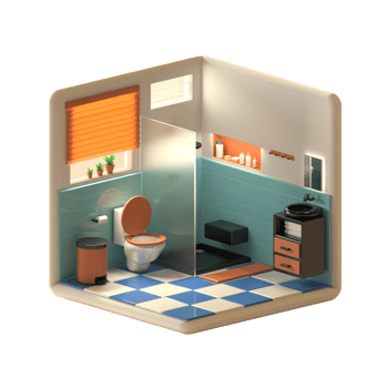 3D Isometric Bathroom png