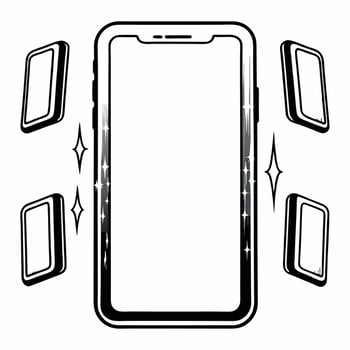Holographic Smartphone with Floating Demand Icons concept as A smartphone on a glossy white background with holographic demand icons floating around the device The design is sleek Squre vector