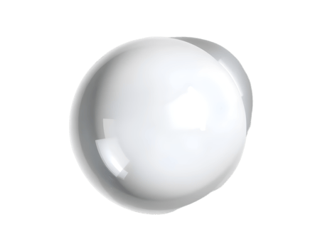 Realistic white glass sphere on transparent background png