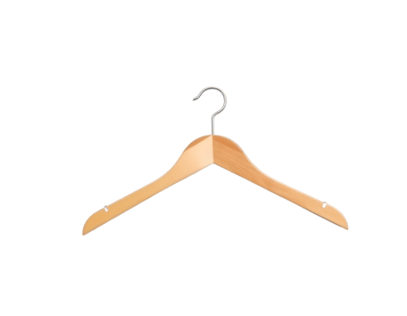 Realistic wooden clothes hanger isolated on transparent background png