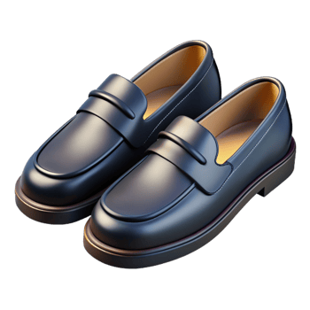 3D Icon of Black Loafers for Men's Fashion png