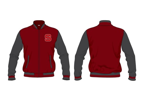 Letterman Varsity Jacket front and back template design Apparel vector
