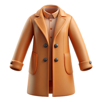 3D Icon of a Light Brown Long Coat for Winter png