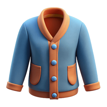 Stylish Blue Cardigan 3D Icon for Layering png