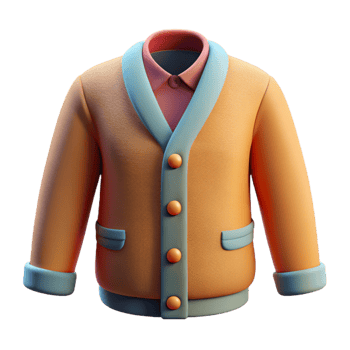 3D Icon of an Orange Cardigan for Autumn Fashion png