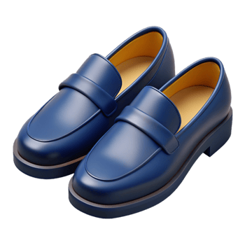 3D Icon of Navy Blue Loafers for Men's Fashion png