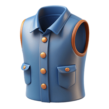 3D Icon of Blue Vest for Men's Fashion png