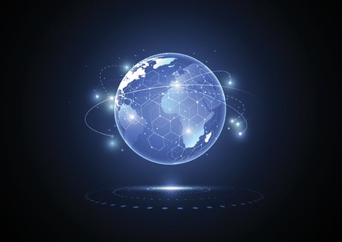 Abstract technology global network connection. World map point and line composition concept of global business vector