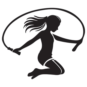Silhouette Image Girl Jumping Rope Active Child Illustration vector