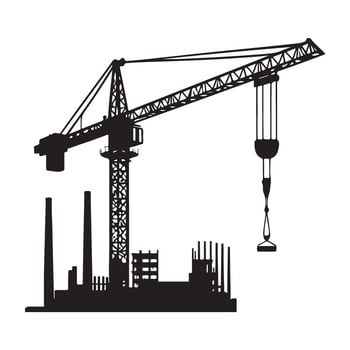 Construction Crane and Industrial Site Silhouette Illustration vector