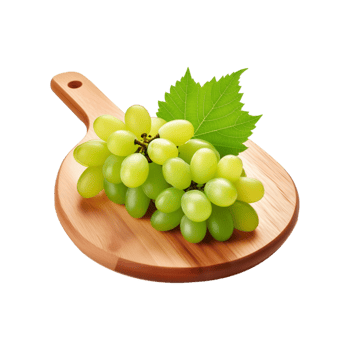 Fresh grapes fruit with chopping board on transparent background png