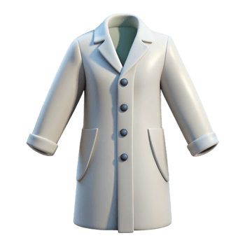 Stylish White Long Coat 3D Icon for Men or Women png