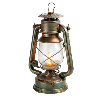 Antique Vintage Style Metal Lantern with Glass Shade and Flickering Light png