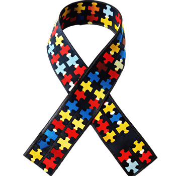 Awareness Ribbon Representing Autism Spectrum Disorder with Colorful Puzzle Pieces png