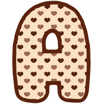 a heart shaped letter a with brown and white polka dots png
