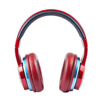 Sleek Red and Blue Over Ear Headphones for Superior Audio Experience png