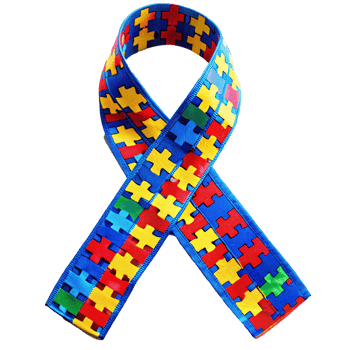 Awareness Ribbon for Autism Spectrum Disorder Featuring Colorful Puzzle Pieces png