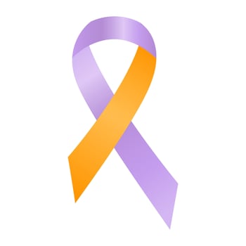 Lavender and orange ribbon awareness Eczema, Psoriasis, Psoriatic Arthritis vector