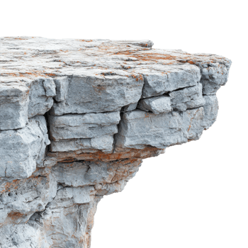 Stone Cliff Edge on a Bright Background Highlighting Nature's Beauty, on the transparent Background. Format png