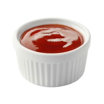 Perfectly Served Tomato Ketchup in a Classic Ramekin, on the transparent Background. Format png