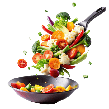Delicious and Healthy Stirfried Vegetables in a Wok png