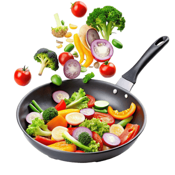 A Delicious and Colorful Wok of Fresh Vegetables Being Prepared png