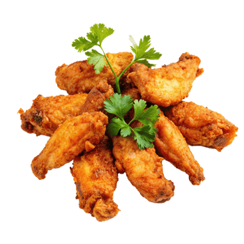 A Delicious Pile of Crispy Fried Chicken Wings Garnished with Fresh Parsley png