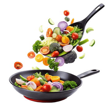 A Colorful Array of Fresh Vegetables Being Tossed into a Wok for a Delicious and Healthy Meal png
