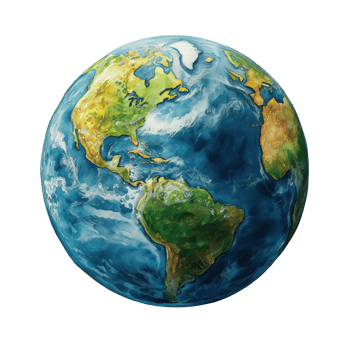 A painting of the Earth with the continents of North America, South America png
