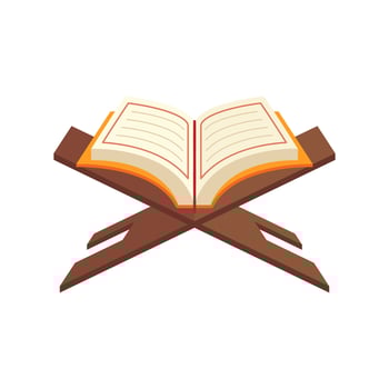 Illustration of the Holy Qur'an. religious book . Open book on the table. book lover and likes to read vector